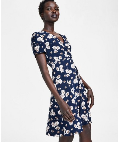 Floral-Print Faux-Wrap Dress Sky Captain/latte $27.60 Dresses