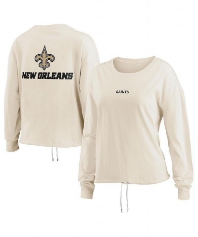 Women's Oatmeal New Orleans Saints Long Sleeve Crop Top Shirt Oatmeal $22.56 Tops