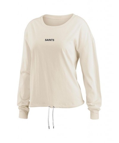 Women's Oatmeal New Orleans Saints Long Sleeve Crop Top Shirt Oatmeal $22.56 Tops