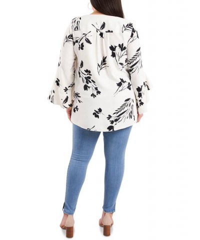 Plus Size Flutter Sleeve Floral Whisps V-Neck Tunic Hot Pink $25.59 Tops