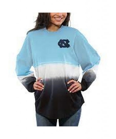 Women's Carolina Blue North Carolina Tar Heels Ombre Long Sleeve Dip-Dyed Spirit Jersey Carolina Blue $43.70 Tops