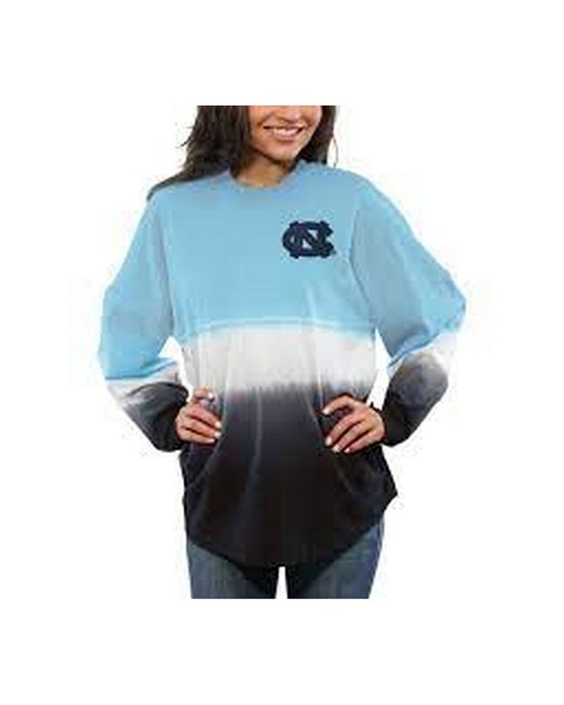 Women's Carolina Blue North Carolina Tar Heels Ombre Long Sleeve Dip-Dyed Spirit Jersey Carolina Blue $43.70 Tops