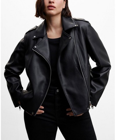 Women's Faux-Leather Biker Jacket Black $47.69 Jackets