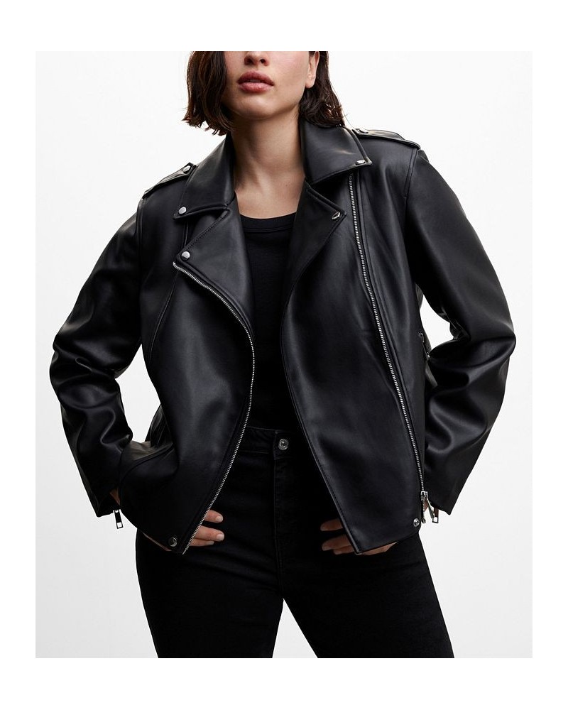 Women's Faux-Leather Biker Jacket Black $47.69 Jackets