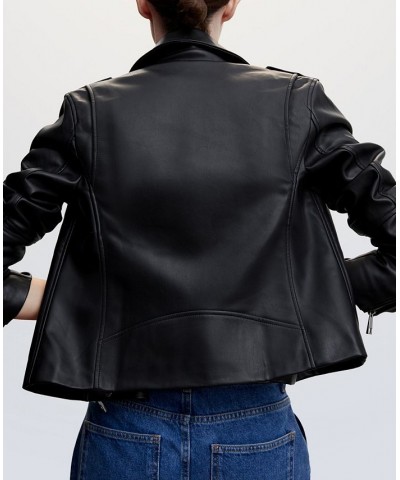 Women's Faux-Leather Biker Jacket Black $47.69 Jackets