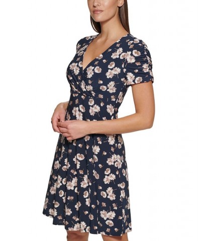 Floral-Print Faux-Wrap Dress Sky Captain/latte $27.60 Dresses