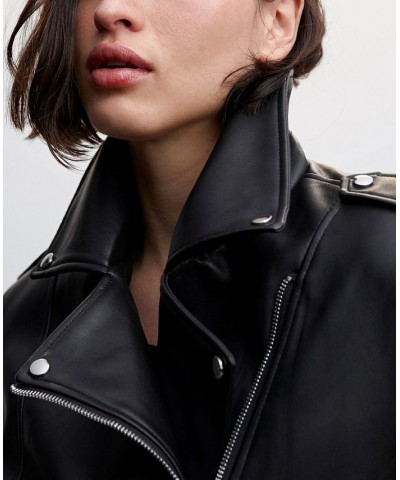 Women's Faux-Leather Biker Jacket Black $47.69 Jackets