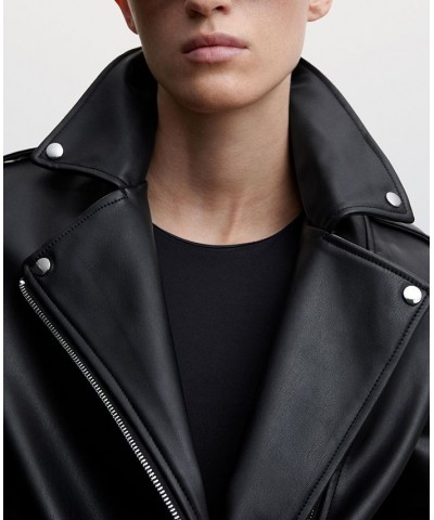 Women's Faux-Leather Biker Jacket Black $47.69 Jackets