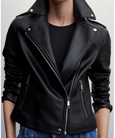 Women's Faux-Leather Biker Jacket Black $47.69 Jackets