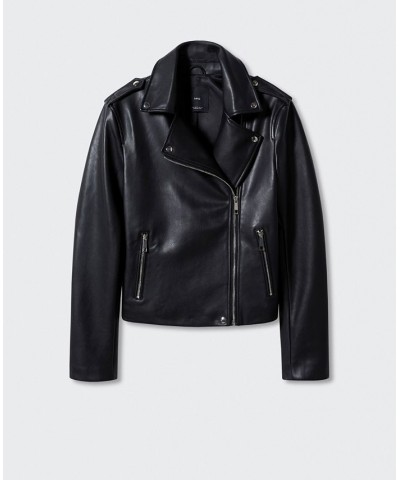 Women's Faux-Leather Biker Jacket Black $47.69 Jackets