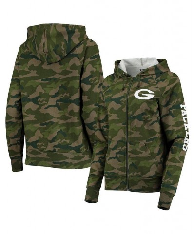 Women's Camo Green Bay Packers Raglan Full-Zip Hoodie Camo $34.50 Sweatshirts