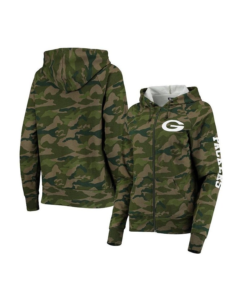 Women's Camo Green Bay Packers Raglan Full-Zip Hoodie Camo $34.50 Sweatshirts