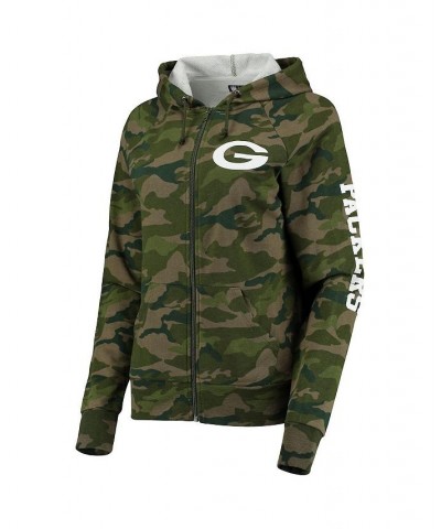 Women's Camo Green Bay Packers Raglan Full-Zip Hoodie Camo $34.50 Sweatshirts