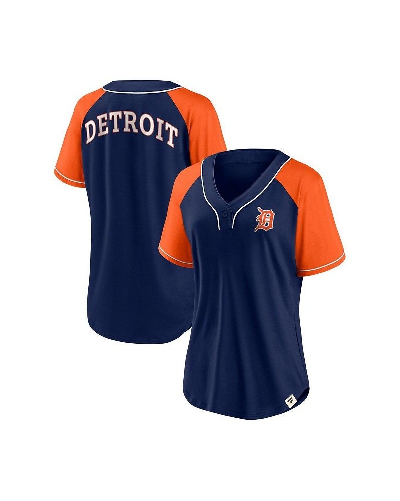 Women's Branded Navy Detroit Tigers Bunt Raglan V-Neck T-shirt Navy $30.80 Tops