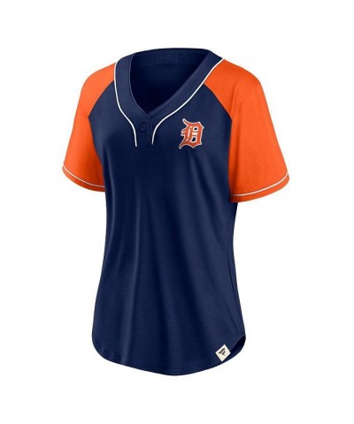 Women's Branded Navy Detroit Tigers Bunt Raglan V-Neck T-shirt Navy $30.80 Tops