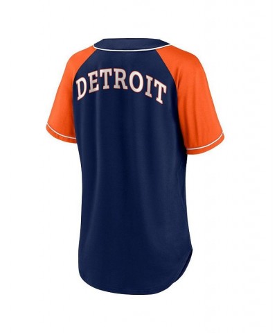 Women's Branded Navy Detroit Tigers Bunt Raglan V-Neck T-shirt Navy $30.80 Tops