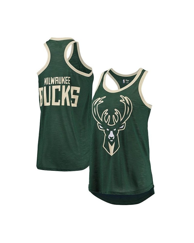 Women's Hunter Green Milwaukee Bucks Showdown Scoop-Neck Racerback Tank Top Hunter Green $19.20 Tops