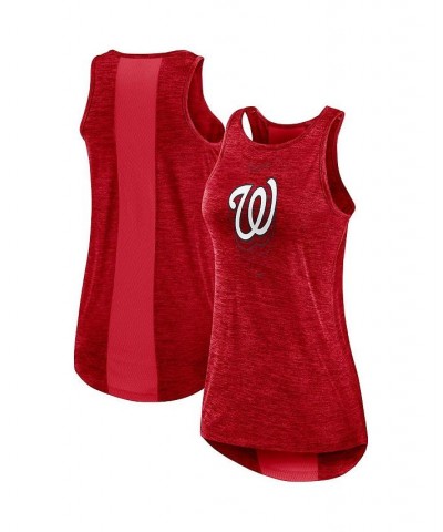 Women's Red Washington Nationals Logo Fade High Neck Performance Tank Top Red $23.00 Tops