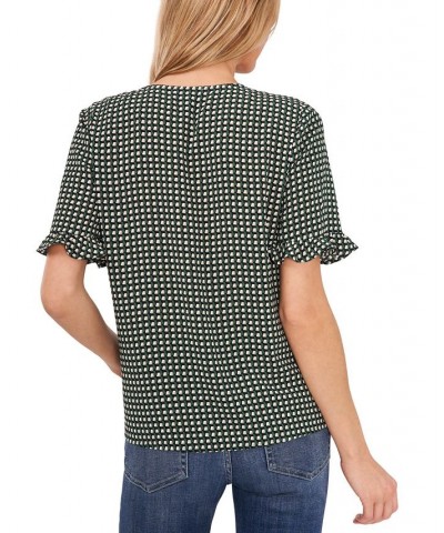 Women's Short Sleeve Button Front Blouse Green $24.16 Tops