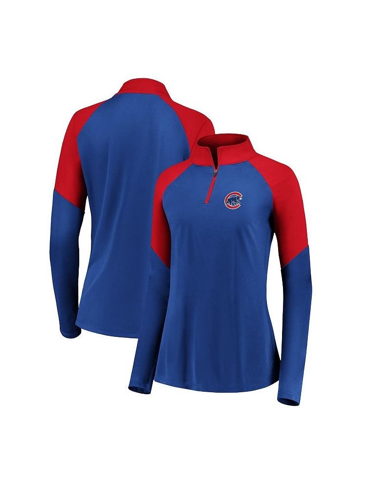 Women's Branded Royal Red Chicago Cubs Primary Logo Raglan Quarter-Zip Jacket Royal, Red $34.30 Jackets