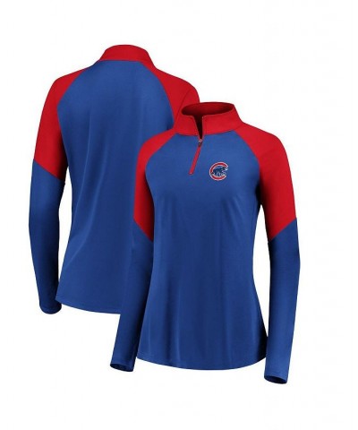 Women's Branded Royal Red Chicago Cubs Primary Logo Raglan Quarter-Zip Jacket Royal, Red $34.30 Jackets