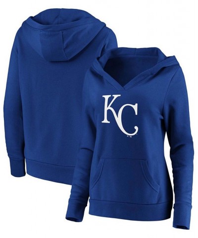 Plus Size Royal Kansas City Royals Official Logo Crossover V-Neck Pullover Hoodie Royal $42.39 Sweatshirts