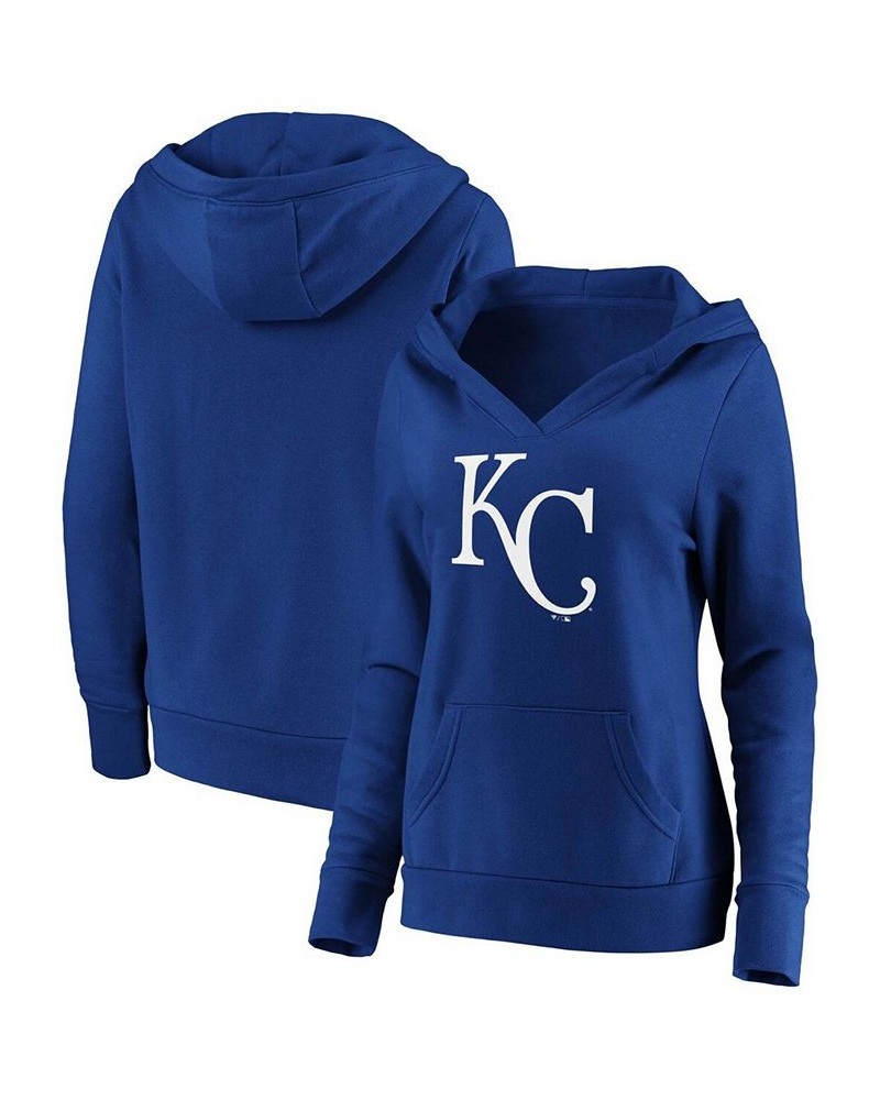 Plus Size Royal Kansas City Royals Official Logo Crossover V-Neck Pullover Hoodie Royal $42.39 Sweatshirts