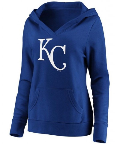 Plus Size Royal Kansas City Royals Official Logo Crossover V-Neck Pullover Hoodie Royal $42.39 Sweatshirts