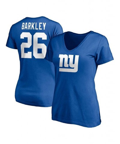 Women's Branded Saquon Barkley Royal New York Giants Player Icon Name and Number V-Neck T-shirt Royal $23.84 Tops