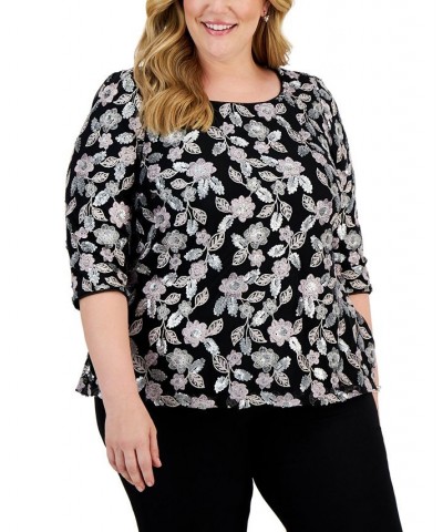 Plus Size Embroidered Tunic Black Multi $60.84 Tops