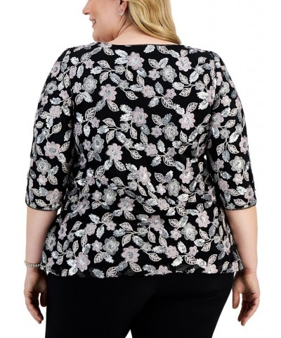 Plus Size Embroidered Tunic Black Multi $60.84 Tops