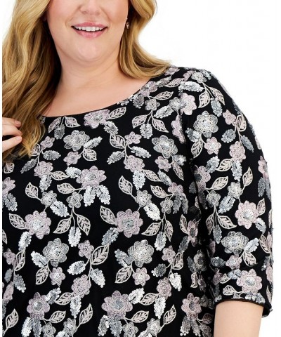 Plus Size Embroidered Tunic Black Multi $60.84 Tops