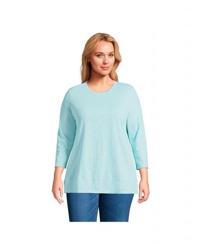 Women's Plus Size 3/4 Sleeve Slub Jersey Swing Tunic Soft tea rose $26.48 Tops