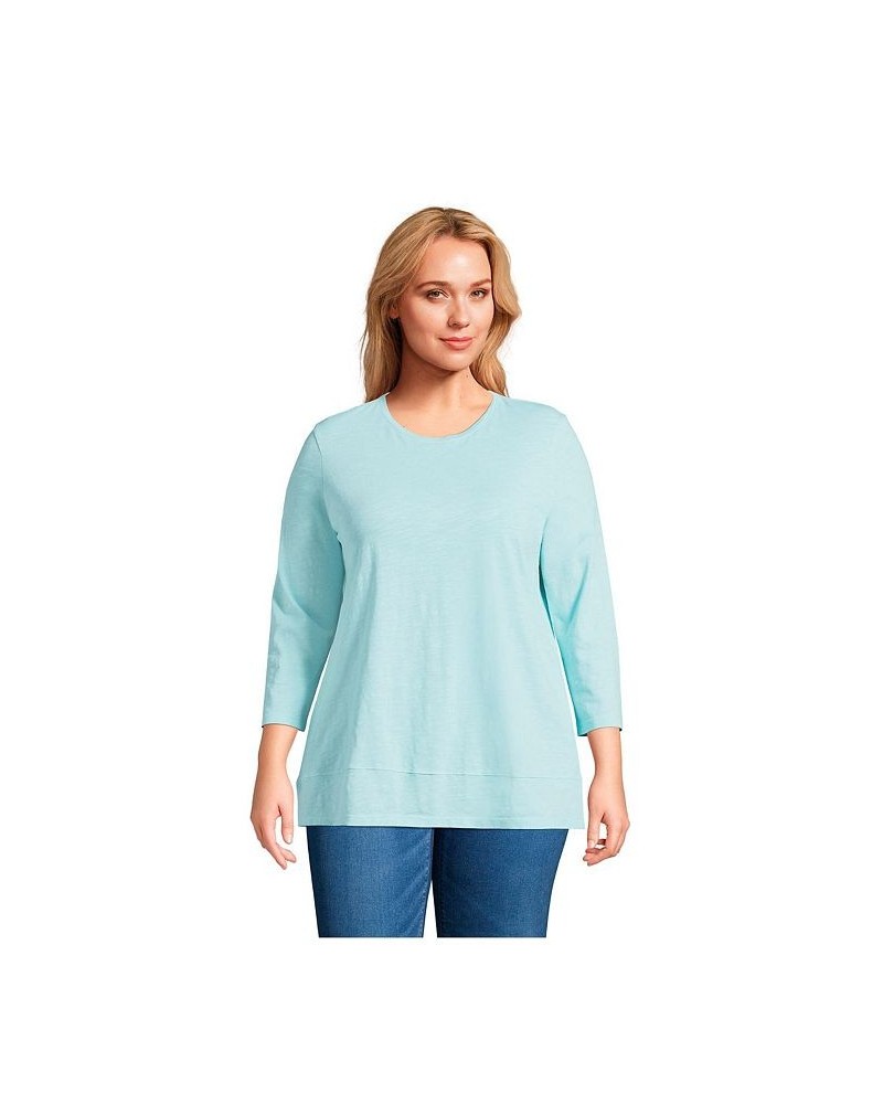 Women's Plus Size 3/4 Sleeve Slub Jersey Swing Tunic Soft tea rose $26.48 Tops