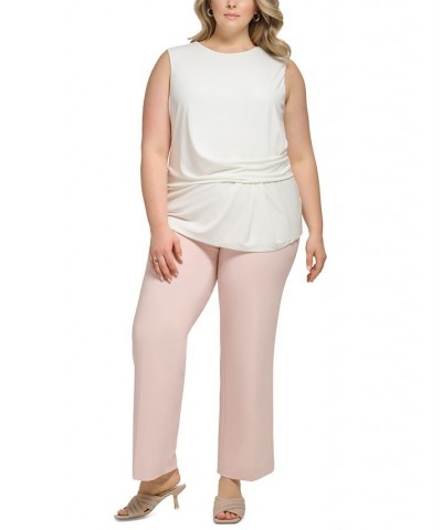 Plus Size Scoop-Neck Draped-Front Sleeveless Blouse Cream $37.00 Tops