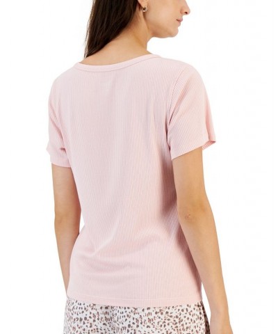 Solid Ribbed Sleep Top Pink $10.83 Sleepwear