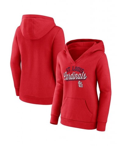 Women's Branded Red St. Louis Cardinals Simplicity Crossover V-Neck Pullover Hoodie Red $33.75 Sweatshirts