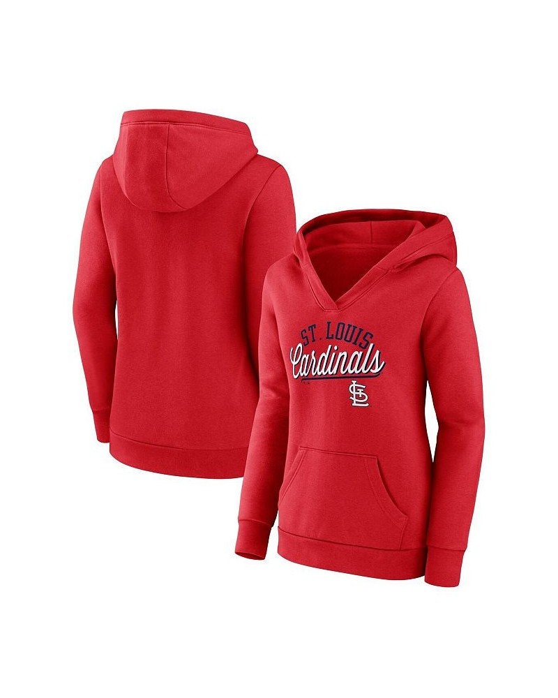 Women's Branded Red St. Louis Cardinals Simplicity Crossover V-Neck Pullover Hoodie Red $33.75 Sweatshirts