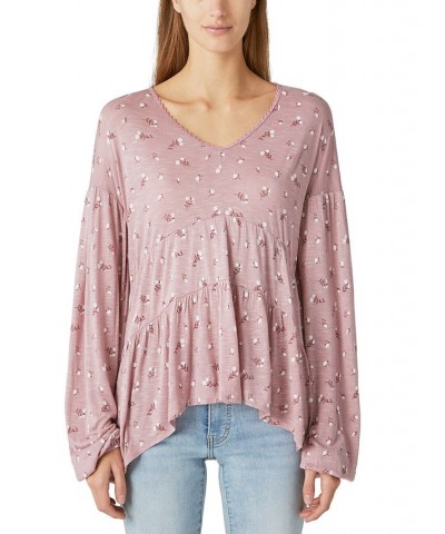 Women's Floral-Print Tiered Tunic Pink Combo $48.33 Tops