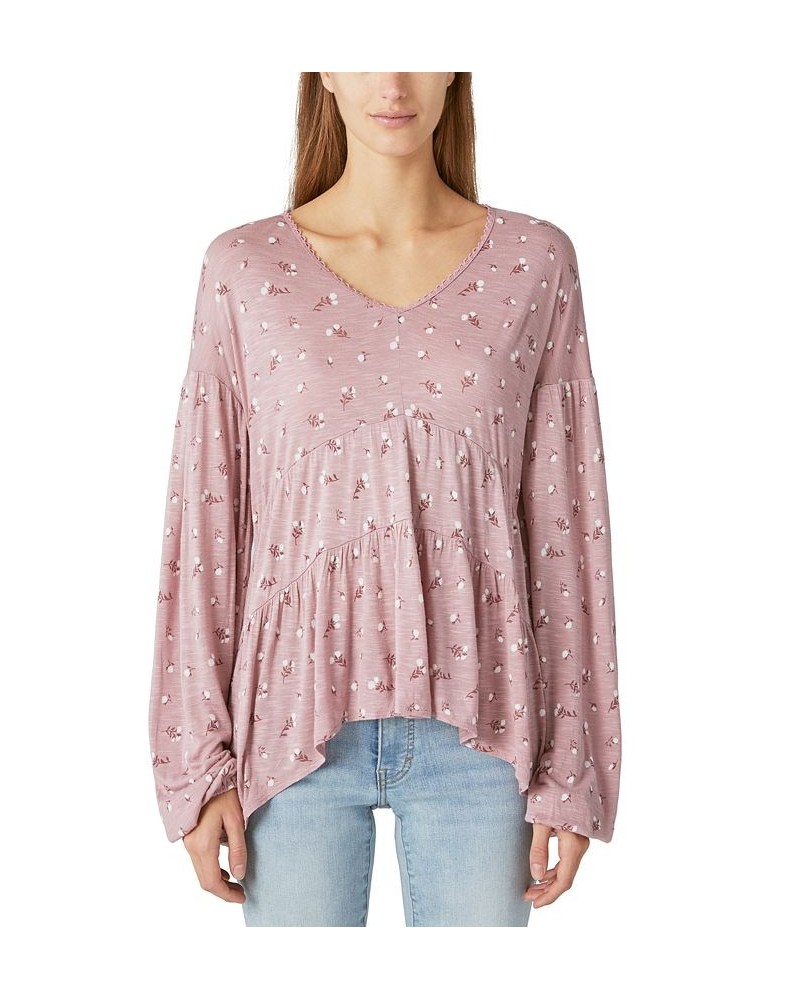 Women's Floral-Print Tiered Tunic Pink Combo $48.33 Tops