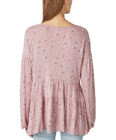 Women's Floral-Print Tiered Tunic Pink Combo $48.33 Tops