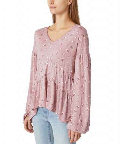 Women's Floral-Print Tiered Tunic Pink Combo $48.33 Tops