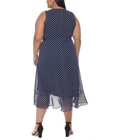 Plus Size Dot-Print Sleeveless Dress Navy $33.81 Dresses