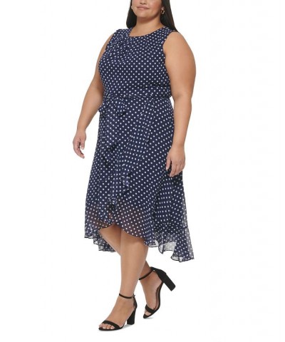 Plus Size Dot-Print Sleeveless Dress Navy $33.81 Dresses