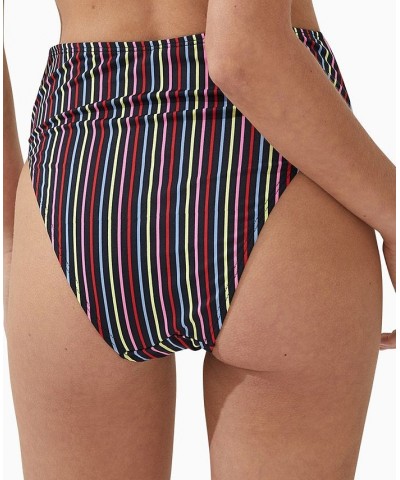 Women's Striped High-Waist Cheeky-Fit Bikini Bottoms Charlie Stripe Multi $20.99 Swimsuits