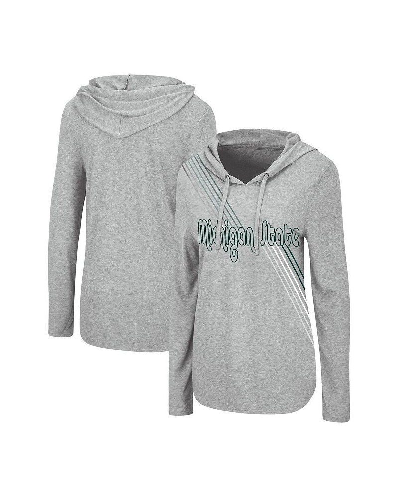 Women's Heathered Gray Michigan State Spartans Bernadette Long Sleeve Hoodie T-shirt Gray $18.45 T-Shirts