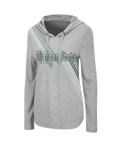 Women's Heathered Gray Michigan State Spartans Bernadette Long Sleeve Hoodie T-shirt Gray $18.45 T-Shirts