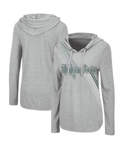 Women's Heathered Gray Michigan State Spartans Bernadette Long Sleeve Hoodie T-shirt Gray $18.45 T-Shirts