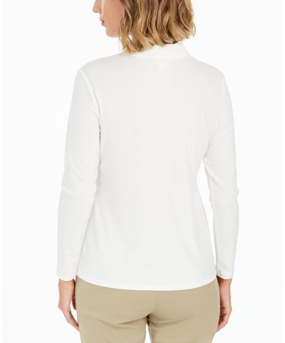 Women's Tie Neck Top White $15.25 Tops