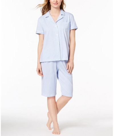 Bingham Bermuda Printed Cotton Pajama Set French Blue Stripe $33.84 Sleepwear